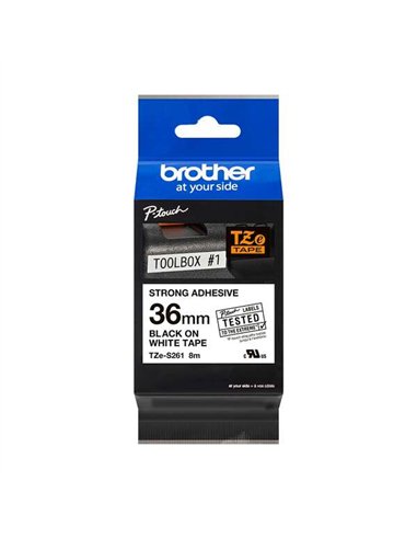 Brother TZeS261 - Texte Noir sur fond Blanc - Largeur 36 mm x 8 mètres
