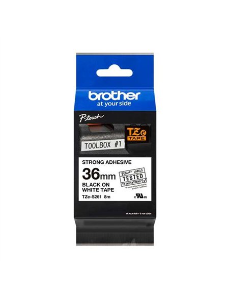 Brother TZeS261 - Texte Noir sur fond Blanc - Largeur 36 mm x 8 mètres