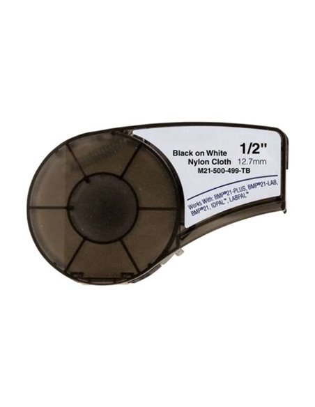 Brady M21-500-499-TB Ruban d'étiquettes générique en nylon – Texte – Noir sur fond blanc – Largeur 12,7 mm x 4,9 mètres – 500 ét