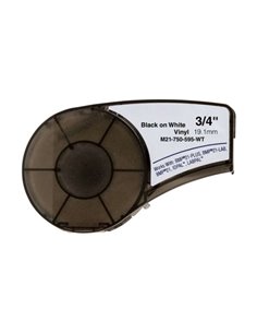Brady M21-750-595-WT Ruban d'étiquettes en vinyle générique - Texte - Noir sur fond blanc - Largeur 19,1 mm x 6,4 mètres - 750 é