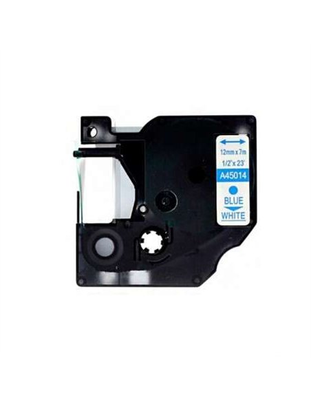 Dymo D1 45014 Ruban générique pour étiqueteuse - Texte bleu sur fond blanc - Largeur 12 mm x 7 mètres - Remplace S0720540
