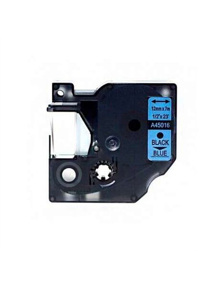 Dymo D1 45016 Ruban générique pour étiqueteuse - Texte - Noir sur fond bleu - Largeur 12 mm x 7 mètres - Remplace S0720560
