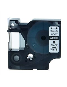 Dymo D1 45803 Ruban générique pour étiqueteuse - Texte - Noir sur fond blanc - Largeur 19mm x 7 mètres - Remplace S0720830
