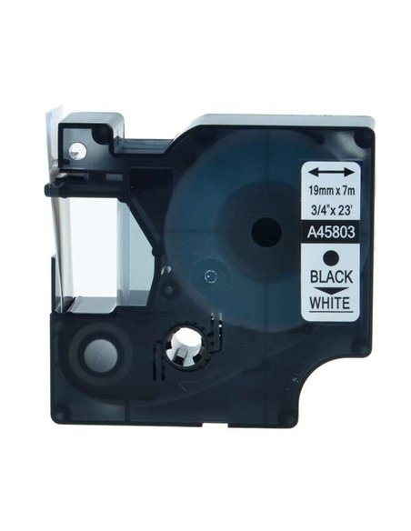Dymo D1 45803 Ruban générique pour étiqueteuse - Texte - Noir sur fond blanc - Largeur 19mm x 7 mètres - Remplace S0720830