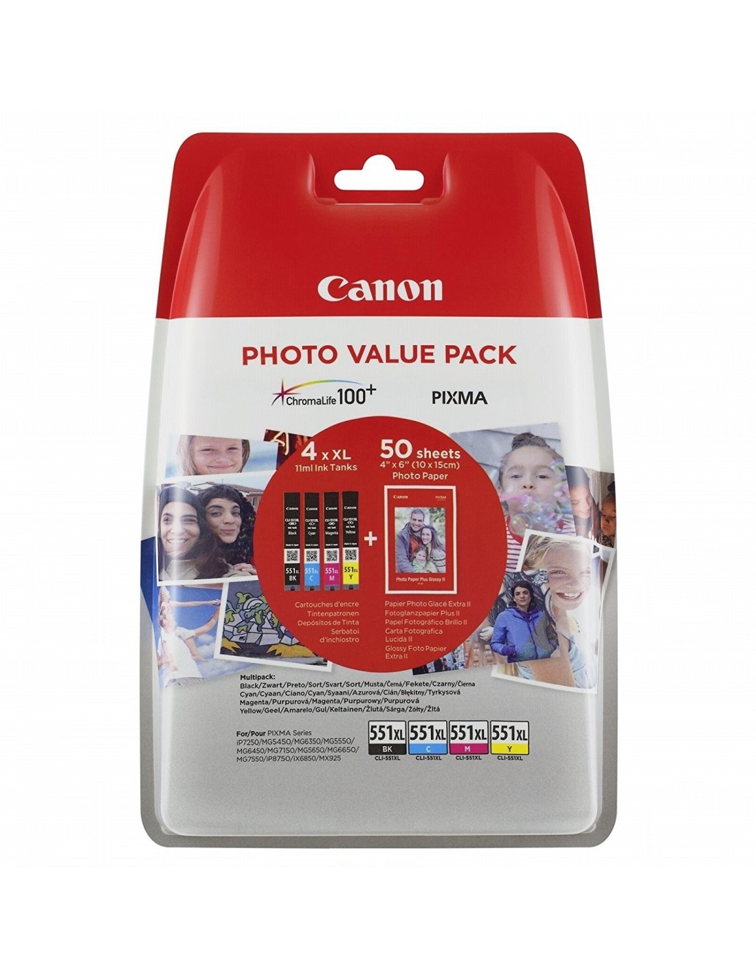 Canon CL-551 XL - Noir, Cyan, Magenta, Jaune - Pack 4 Cartouches