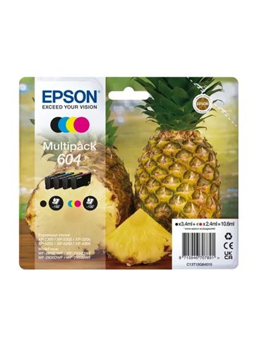 EPSON 604 - C13T10G64010 - Ananas - Noir, Cyan, Magenta, Jaune - Pack de 4 Cartouches