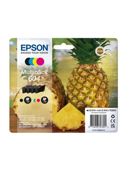 EPSON 604 - C13T10G64010 - Ananas - Noir, Cyan, Magenta, Jaune - Pack de 4 Cartouches