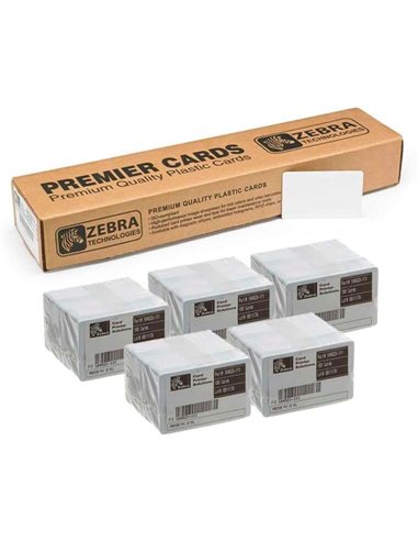 Zebra Pack de 500 Tarjetas de PVC es Imprimibles Blancas - Formato CR-80 86x54mm - 104523-111
