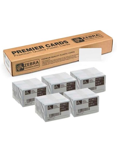 Zebra Pack de 500 Tarjetas de PVC es Imprimibles Blancas - Formato CR-80 86x54mm - 104523-111