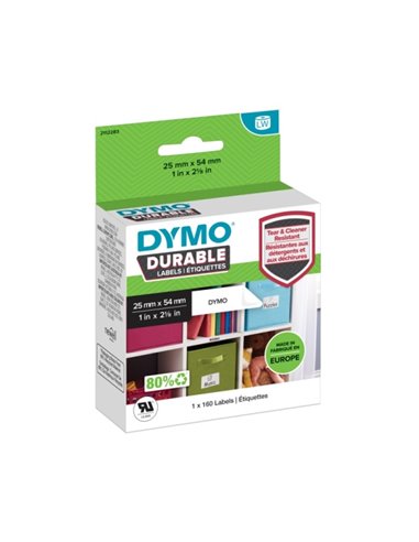 Dymo Durable Pack de 160 Etiquetas es para Rotuladora - Texte Noir sur fond Blanc - 25mmx54mm - 2112283