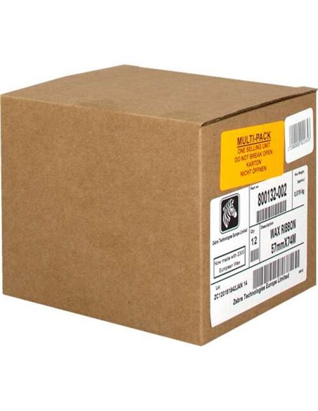 Zebra ZipShip 2300 Lot de 12 rubans de transfert thermique - Rubans de cire - Diamètre 12.7mm