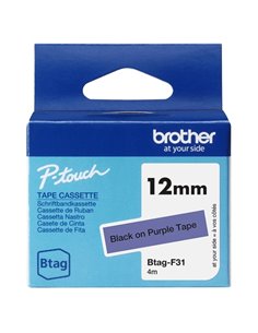 Brother Btag-F31 Ruban 12mm - Texte Noir sur fond Morado - Medidas 12mmx4 Metros - Apta para PTN10