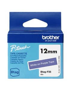 Brother Btag-F35 Ruban 12mm - Texte Blanc sur fond Morado - Medidas 12mmx4 Metros - Apta para PTN10