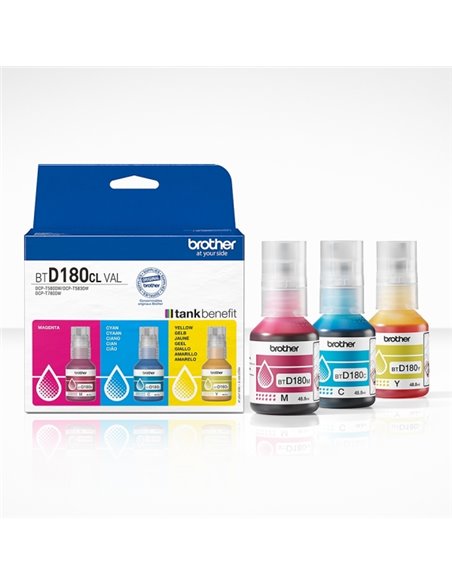 Brother BTD180CLVAL Pack de 3 Bouteilles d'encre Cyan