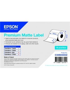 Epson Premium Matte Lab Rollo de Etiquetas Rectangulares es 102x76mm - Adhesivo Permanente - 440 Unités x Rollo - C33S045532