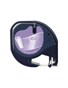 Dymo LetraTag S0721530 Ruban de Etiquetas Compatible para Rotuladora - Texte Noir sur fond Transparent - largeur 12mm x 4 metros