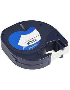 Dymo LetraTag S0721510 Ruban de Etiquetas Compatible para Rotuladora - Texte Noir sur fond Blanc - largeur 12mm x 4 metros (9120
