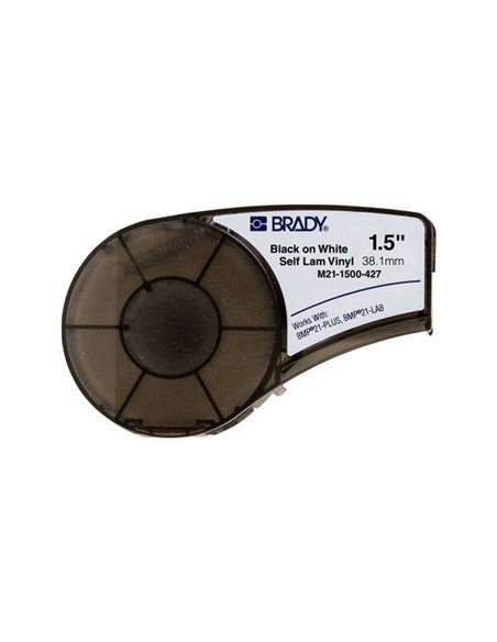 Brady M21-1500-427 Ruban de Etiquetas de Vinilo envolventes y autolaminables - Texte Noir sur fond Blanc - largeur 38.1mm x 4.30