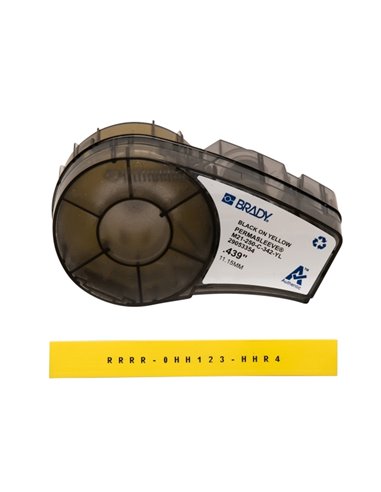 Brady M21-250-C-342-YL Ruban de Etiquetas Termocontractiles PermaSleeve - Texte Noir sur fond Jaune - largeur 11