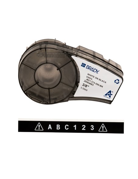 Brady M21-375-595-BK Ruban de Etiquetas Vinilo - Texte Blanc sur fond Noir - largeur 9.53mm x 6