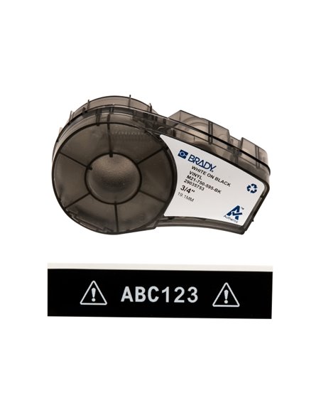 Brady M21-750-595-BK Ruban de Etiquetas Vinilo - Texte Blanc sur fond Noir - largeur 19
