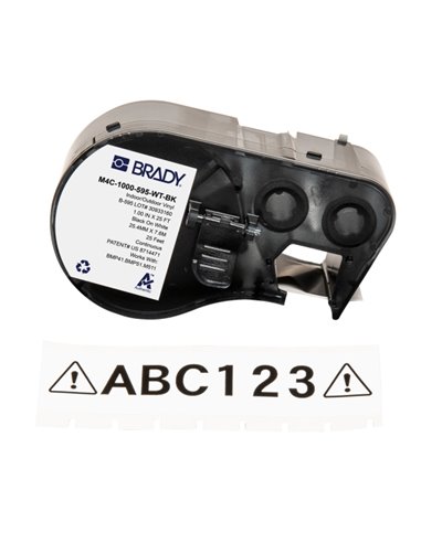 Brady M4C-1000-595-WT-BK Ruban de Etiquetas Vinilo - Texte Noir sur fond Blanc - largeur 25