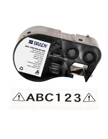 Brady M4C-1000-595-WT-BK Ruban de Etiquetas Vinilo - Texte Noir sur fond Blanc - largeur 25