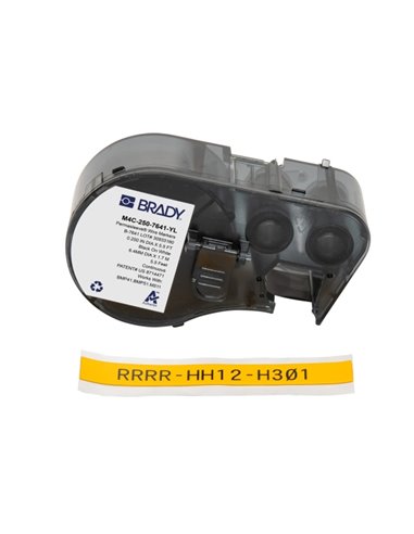 Brady M4C-250-7641-YL Ruban Termorretractil de Etiquetas - Texte Noir sur fond Jaune - largeur 11.15mm x Largo 1.68m