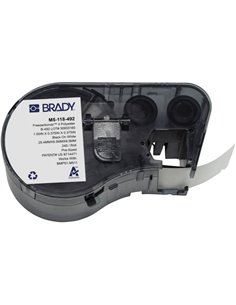 Brady M5-118-492 Ruban de Etiquetas Poliester Ultrafinas para Laboratorio - Texte Noir sur fond Blanc - largeur 25