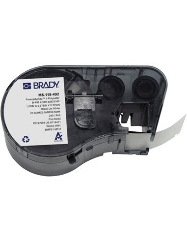 Brady M5-118-492 Ruban de Etiquetas Poliester Ultrafinas para Laboratorio - Texte Noir sur fond Blanc - largeur 25