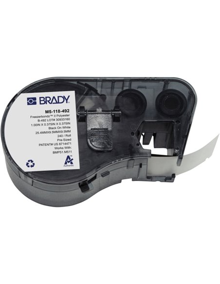 Brady M5-118-492 Ruban de Etiquetas Poliester Ultrafinas para Laboratorio - Texte Noir sur fond Blanc - largeur 25