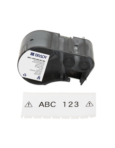 Brady M5C-1500-595-WT-BK Ruban de Etiquetas Vinilo - Texte Noir sur fond Blanc - largeur 38