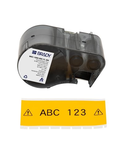 Brady M5C-1500-595-YL-BK Ruban de Etiquetas Vinilo - Texte Noir sur fond Jaune - largeur 38
