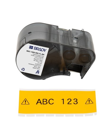 Brady M5C-1500-595-YL-BK Ruban de Etiquetas Vinilo - Texte Noir sur fond Jaune - largeur 38