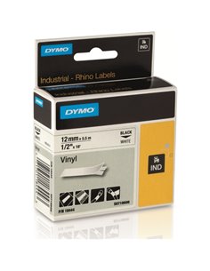Dymo 18444 Rhino Industrial Ruban Vinilo para Rotuladora - Texte Noir sur fond Blanc - largeur 12mm x 5.5 metros - S0718600