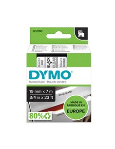 Dymo LM D1 45800 Ruban de Etiquetas para Rotuladora - Texte Blanc sur fond Noir - largeur 19mm x Largo 7m