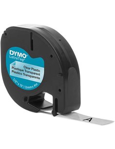 Dymo LetraTag S0721530 Ruban de Etiquetas para Rotuladora - Texte Noir sur fond Transparent - largeur 12mm x 4 metros (12267)