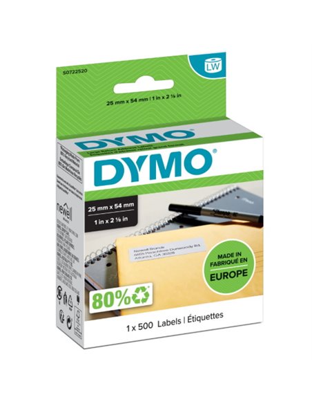 Dymo LabelWriter 11352 Etiquetas es Multiusos Autoadhesivas - 25x54mm - 500 Unités - S0722520