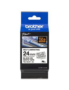 Brother TZeSL251 Ruban Autolaminada - Texte Noir sur fond Blanc - largeur 24mm x 8 metros