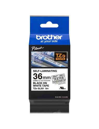 Brother TZeSL261 Ruban Autolaminada - Texte Noir sur fond Blanc - largeur 36mm x 8 metros