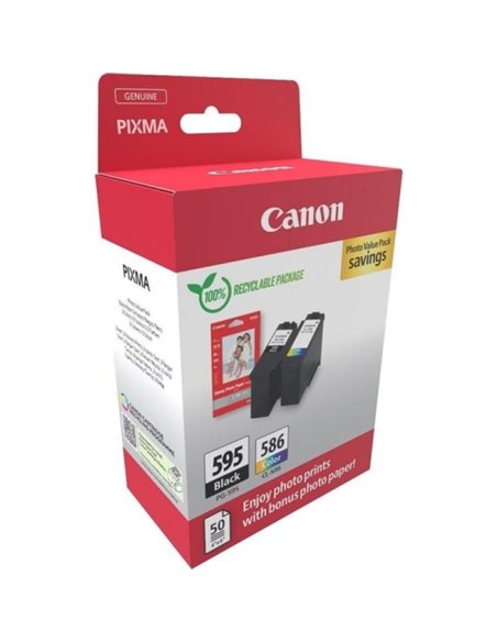 Canon PG-595/CL-586 Multipack de 2 Cartouches d'encre es + 50 Feuilles de Papier Photo - 7171C004