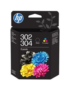 HP 302/304 Noir + Couleur Pack de 2 Cartouches d'encre es - B82L1AE/X4D37AE/3JB05AE
