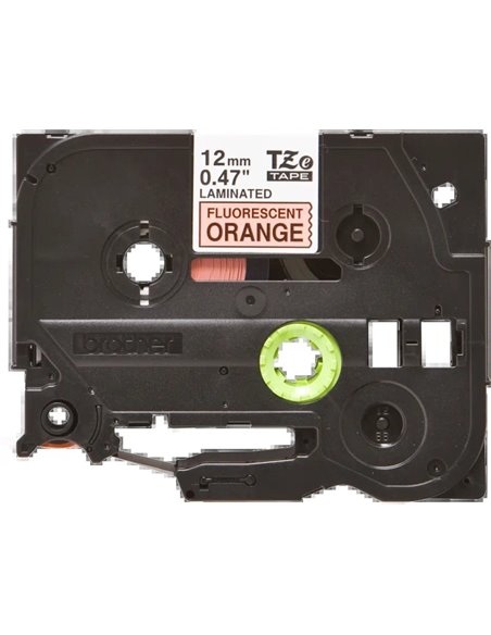Brother TZeB31 Ruban Laminada Fluo d'étiquettes - texte Noir sur Profondeur Orange - Largeur 12mm x 5 Mètres