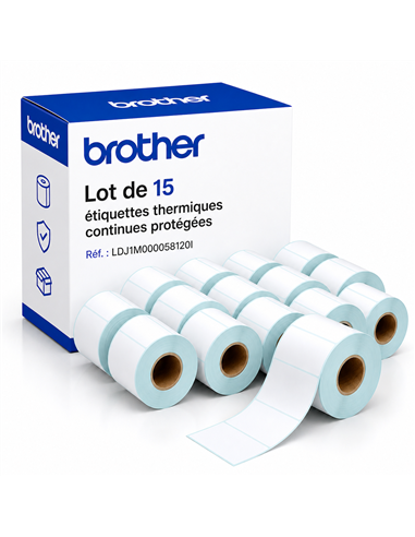 Lot de 15 étiquettes thermiques continues protégées Brother