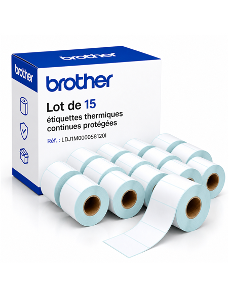 Lot de 15 étiquettes thermiques continues protégées Brother
