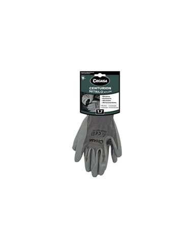 Cegasa Centurion Gants de Travail Taille 7 - Fabricados en Nylon Avec Recubimiento de Nitrilo en Paume et Dedos - Couleur Gris