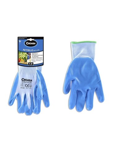 Cegasa Gants de Travail Taille 9 - Fabricados en Nylon Avec Recubimiento de Nitrilo en Paume et Dedos - Couleur Bleu