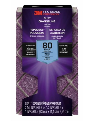 3M Pro Grade Precision Taco de Lija - Grano 80 Mediano - Canalizacion de Polvo - 6.35x11.4x2.54cm - Couleur Violet
