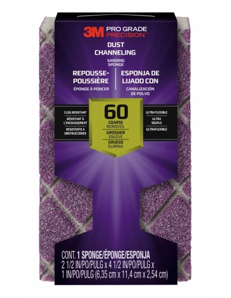 3M Pro Grade Precision Taco de Lija - Grano 60 Grueso - Canalizacion de Polvo - 6.35x11.4x2.54cm - Couleur Violet