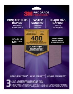 3M Pro Grade Precision Pack de 3 Feuilles de Lijado - Grano 400 Extrafino - 22.8x27.9cm - Rendimiento Supérieur - Reduccion de F